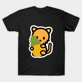 Cat Orange Pineapple Bambu Tropical Fruit Food Cute Kitten T-Shirt